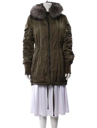 Pre-owned Derek Lam 10 Crosby Fur Coat In Green