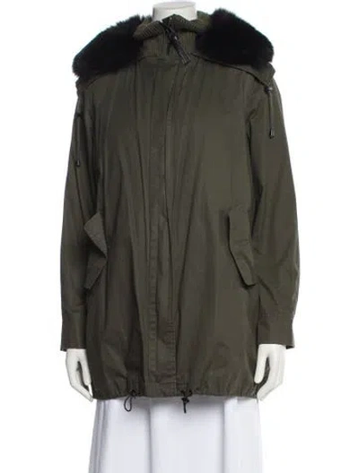 Pre-owned Derek Lam 10 Crosby Fur Jacket In Green