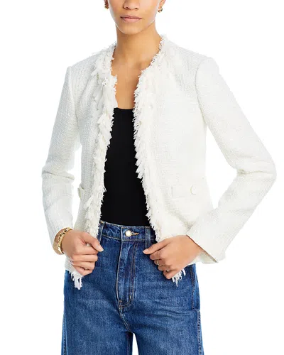 Derek Lam 10 Crosby Garcia Fringe-trim Tweed Jacket In Blanc De Blanc