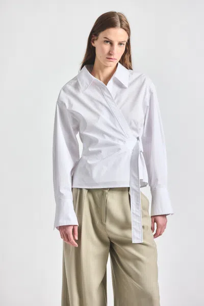 Derek Lam 10 Crosby Gavin Wrap Shirt In White