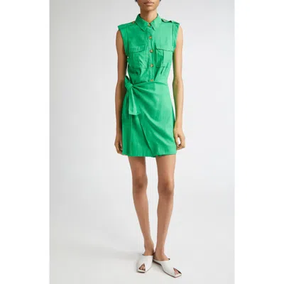 Derek Lam 10 Crosby Giselle Sleeveless Cargo Shirtdress In Green