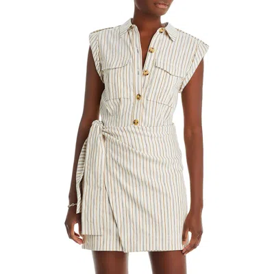 Derek Lam 10 Crosby Giselle Wrap-effect Striped Linen-blend Mini Dress In Ivory