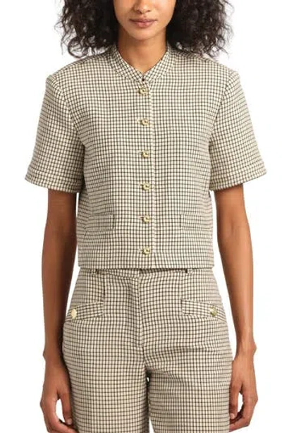 Derek Lam 10 Crosby Grace Cropped Checked Tweed Top In Pattern