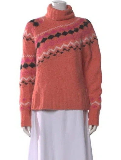 Pre-owned Derek Lam 10 Crosby Graphic Print Turtleneck Sweater In Pink