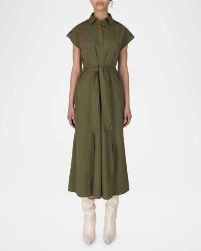 Derek Lam 10 Crosby Haley Shirt Dress In Hunter In Green