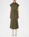 Derek Lam 10 Crosby Haley Short-sleeve Maxi Shirtdress In Hunter