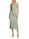 Derek Lam 10 Crosby Harriet Strapless Gathered Midi Dress In Green