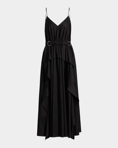 Derek Lam 10 Crosby Hattie Cotton Sateen Midi Dress In Black