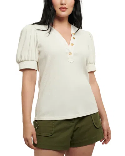 Derek Lam 10 Crosby Heather Puff Sleeve Top In Fatigue