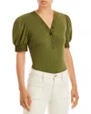 Derek Lam 10 Crosby Heather Ribbed Cotton-blend T-shirt In Olive