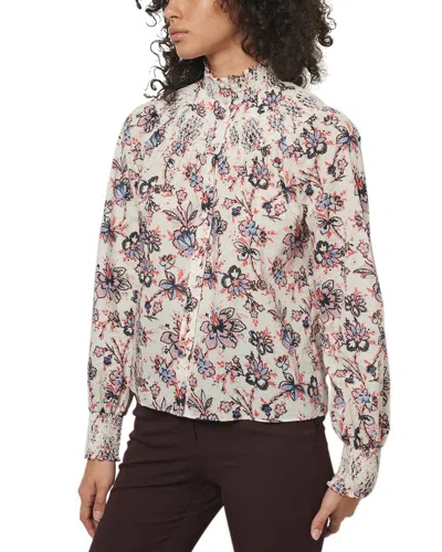 Derek Lam 10 Crosby Smock-trimmed Floral-print Cotton-poplin Blouse In White