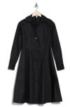 Derek Lam 10 Crosby Helene Long Sleeve Cotton Shirtdress In Black