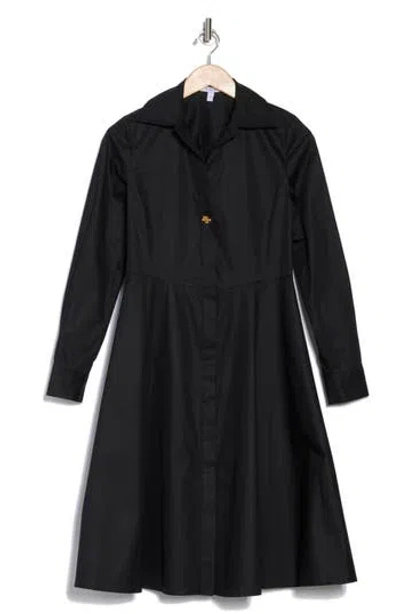 Derek Lam 10 Crosby Helene Long Sleeve Cotton Shirtdress In Black