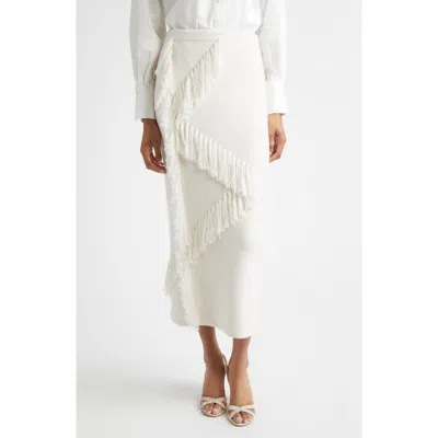 Derek Lam 10 Crosby Hestia Fringe Wool Blend Sweater Skirt In Neutral