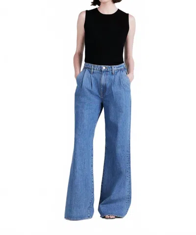 Derek Lam 10 Crosby High Rise Pleated Trouser In Carlisle In Blue