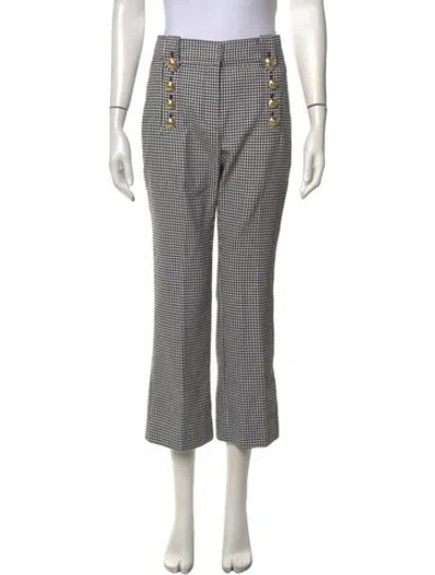 Pre-owned Derek Lam 10 Crosby Houndstooth Print Flared Pants In Black/white