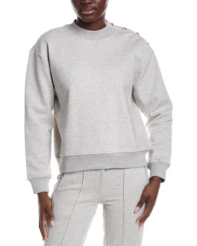 Derek Lam 10 Crosby Hylda French Terry Button Shoulder Sweatshirt In Silver