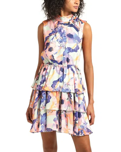 Derek Lam 10 Crosby Ida Floral Print Satin Tiered Dress In Purple