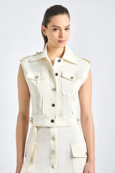 Derek Lam 10 Crosby Illiana Stretch Cotton Blend Utility Vest In White