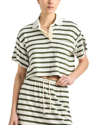 Derek Lam 10 Crosby Indira Striped French Terry Jersey Crop Rugby Top In Neutral