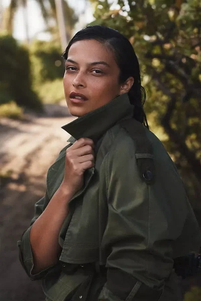Derek Lam 10 Crosby Ines Crop Trench Jacket In Green