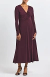 Derek Lam 10 Crosby Isabella Long Sleeve Ruched Dress In Burgundy