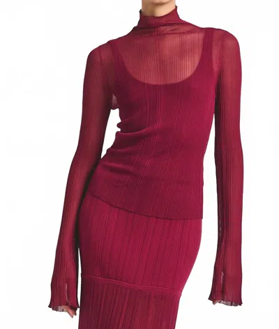 Derek Lam 10 Crosby Isolde Sheer Knit Sweater In Carmine In Red