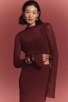Derek Lam 10 Crosby Sheer Knit Layered Maxi Dress In Burgundy