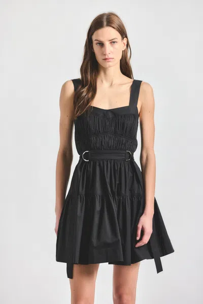 Derek Lam 10 Crosby Ivana Tiered Belted Minidress In Black