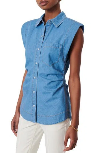 Derek Lam 10 Crosby Ivy Sleeveless Ruched Button-down Shirt In Light