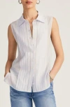 Derek Lam 10 Crosby Janet Sleeveless Tuxedo Shirt In Periwinkle