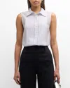 Derek Lam 10 Crosby Janet Sleeveless Tuxedo Shirt In Periwinkle