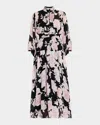 Derek Lam 10 Crosby Jolie Floral-print Button-front Midi Dress In Oyster Pink/bourdelaise