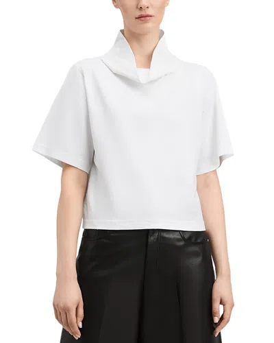 Derek Lam 10 Crosby Jonathan Jersey Funnel Neck Tee In White