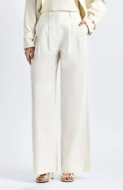 Derek Lam 10 Crosby Juliana Pleated Wide Leg Twill Pants In Neutral