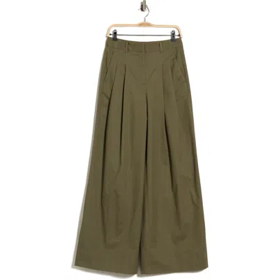 Derek Lam 10 Crosby Juliana Wide Leg Pleated Pants In Green