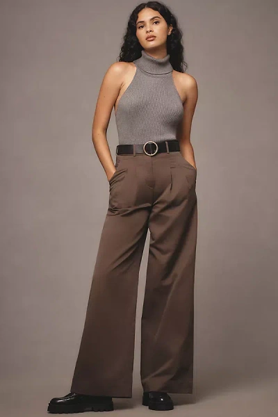 Derek Lam 10 Crosby Juliana Wide-leg Pleated Trousers Pants In Brown