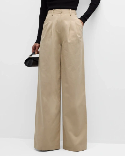 Derek Lam 10 Crosby Juliana Wide-leg Pleated Trousers In Safari