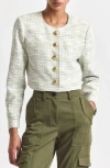 Derek Lam 10 Crosby Juliette Crop Tweed Jacket In Green