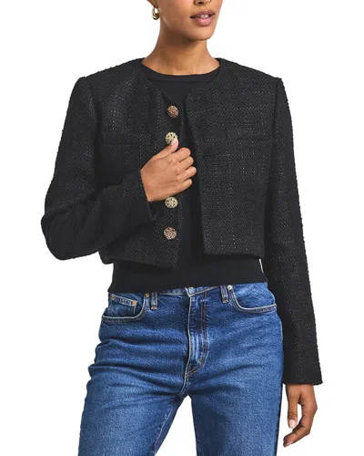 Derek Lam 10 Crosby Juliette Cropped Metallic Tweed Jacket In Black