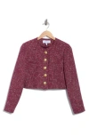 Derek Lam 10 Crosby Juliette Tweed Jacket In Burgundy