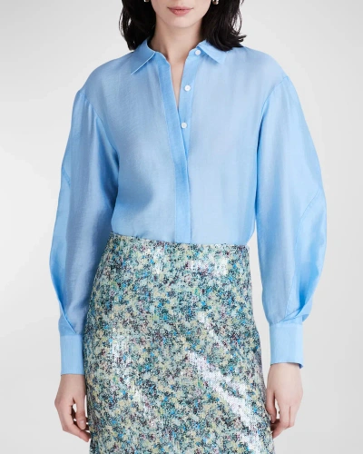 Derek Lam 10 Crosby Women's Juni Satin Balloon-sleeve Blouse In Azure
