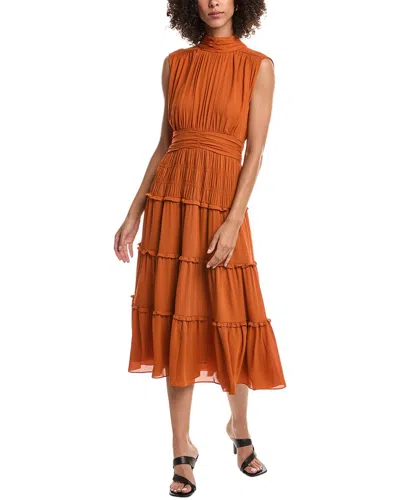 Derek Lam 10 Crosby Junia Ruched Midi Dress In Orange