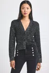 Derek Lam 10 Crosby Kalena Sequin Plated Cardigan In Black