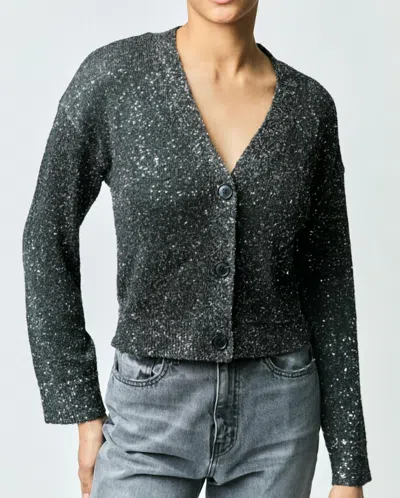 Derek Lam 10 Crosby Kalena Sequin Plated Cardigan In Charcoal In Black
