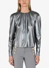 Derek Lam 10 Crosby Kary Long Sleeve Blouse In Silver