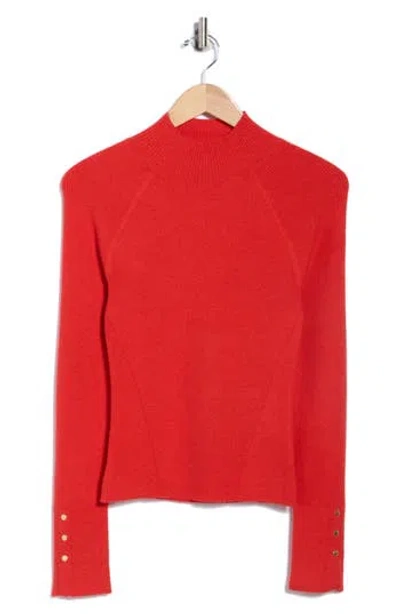 Derek Lam 10 Crosby Kassandra Mock Neck Rib Sweater In Red