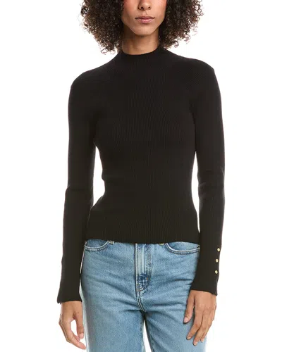 Derek Lam 10 Crosby Button-embellished Ribbed-knit Turtleneck Sweater In Black