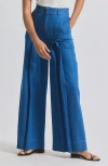 Derek Lam 10 Crosby Katrina Pleat Detail Wide Leg Chambray Cotton Pants In Blue