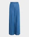 Derek Lam 10 Crosby Katrina Wide-leg Chambray Trousers In Blue